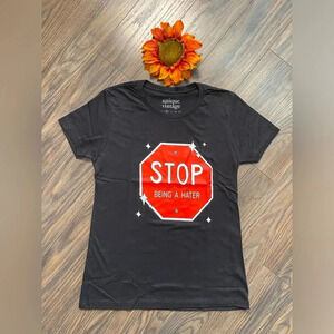 🌻5/$25🌻UNIQUE VINTAGE Black STOP Being A Hater T-Shirt NWOT | MEDIUM |